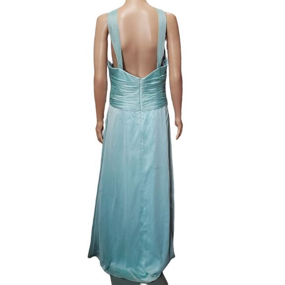 Belsoie Twisted Halter Tiffany Chiffon Gown Size 12 - Picture 2 of 16